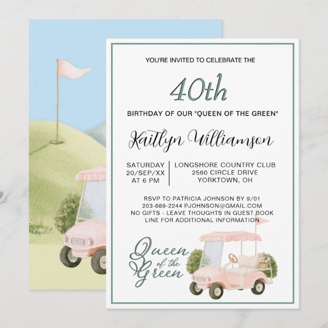 Invitación de cumpleaños número 40 con tema de gol (Anverso / Reverso)