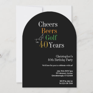 Invitación de cumpleaños número 40 de golf, Cheers
