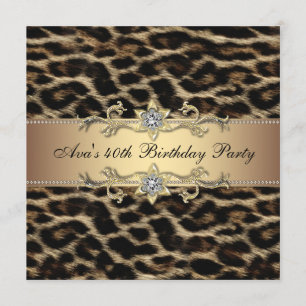 Invitación de cumpleaños número 40 de Leopard Gold
