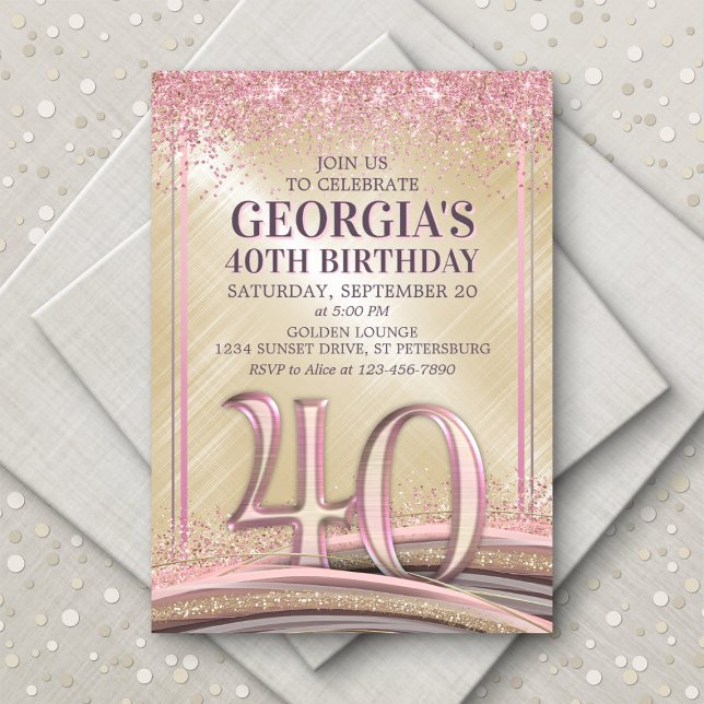 Invitación de cumpleaños número 40 de Mujeres Glam (Subido por el creador)