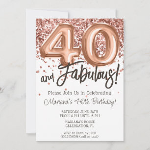 Invitación de cumpleaños número 40 de Rose Gold