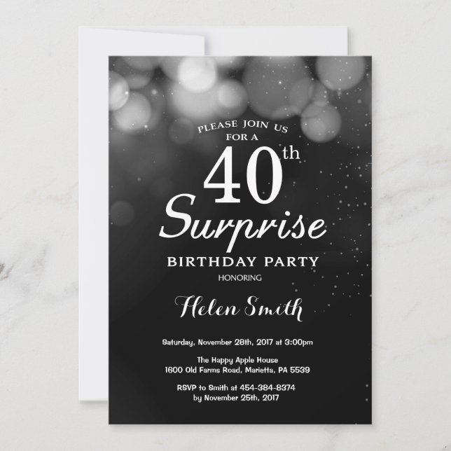 Invitación de cumpleaños número 40 de Silver Purpu (Anverso)