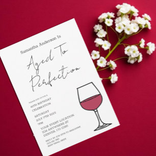 Invitación de cumpleaños número 40 de vino envejec