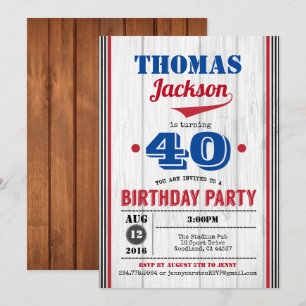 Invitación de cumpleaños número 40 del béisbol. Az