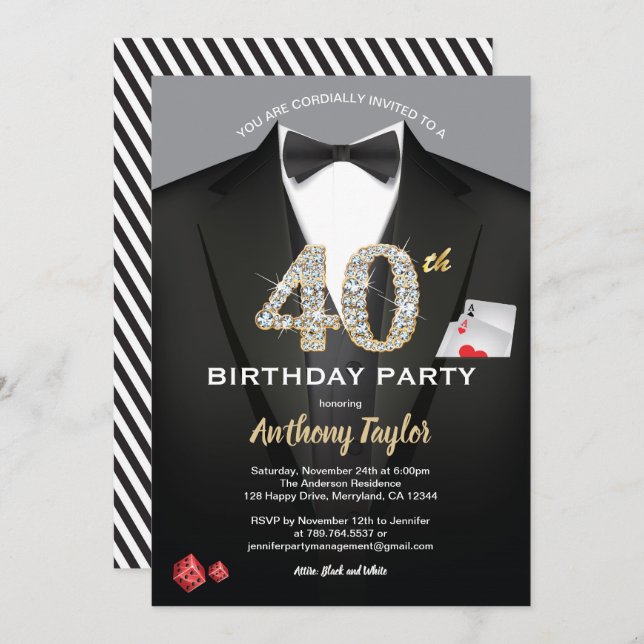 Invitación de cumpleaños número 40 del Casino. Neg (Anverso / Reverso)