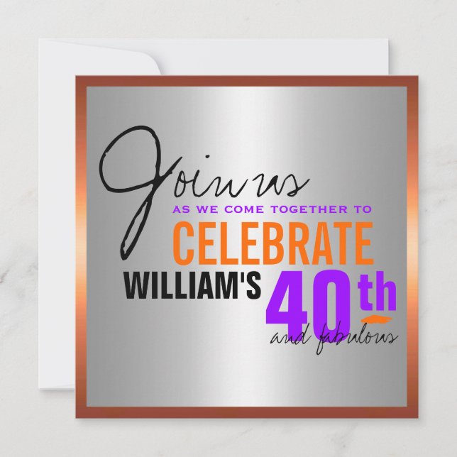 Invitación de cumpleaños número 40 del hombre (Anverso)
