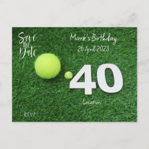 Invitación de cumpleaños número 40 del tenis "Save