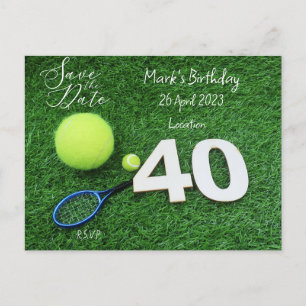 Invitación de cumpleaños número 40 del tenis "Save