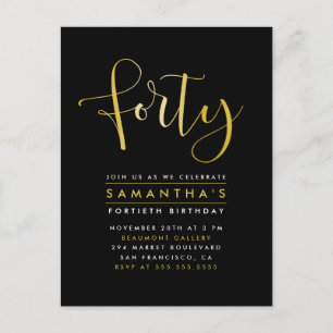 Invitación de cumpleaños número 40 elegante con lá
