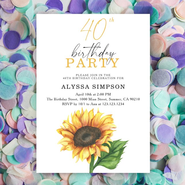 Invitación de cumpleaños número 40 Elegante Giraso (Subido por el creador)