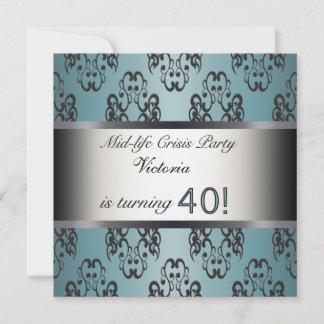 Invitación de cumpleaños número 40 en negro y verd