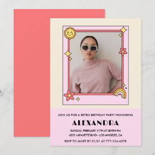 invitación de cumpleaños número 40 Flores rosadas