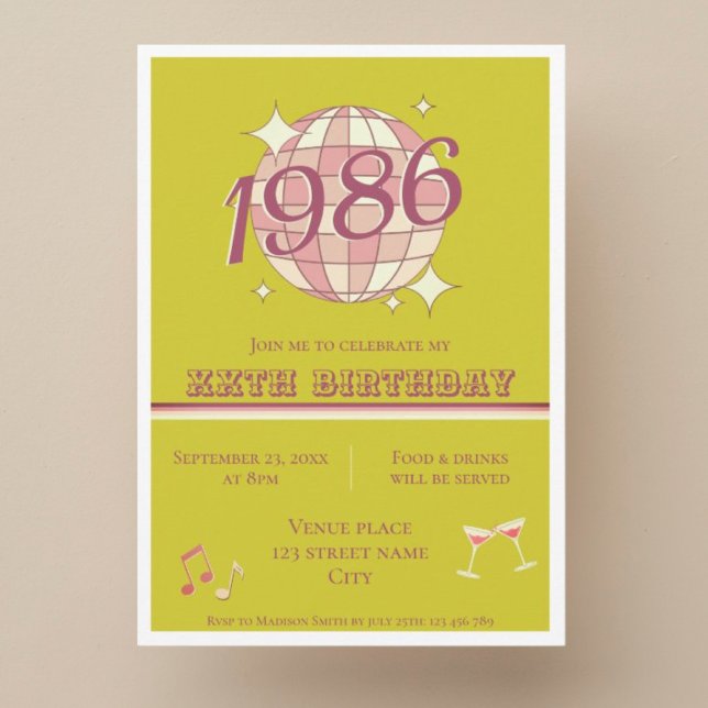 Invitación de cumpleaños número 40 nacida en 1986  (Subido por el creador)
