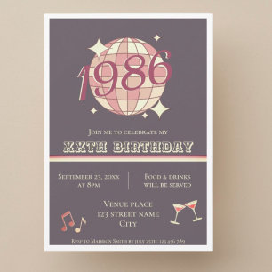 Invitación de cumpleaños número 40 nacida en 1986