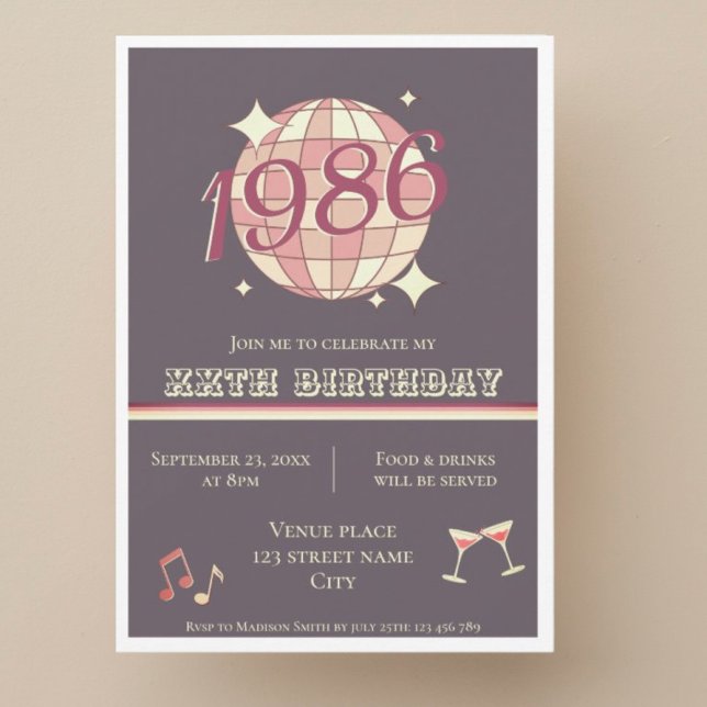 Invitación de cumpleaños número 40 nacida en 1986  (Subido por el creador)