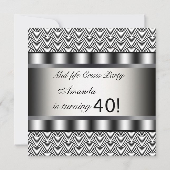 Invitación de cumpleaños número 40 negra (Anverso)