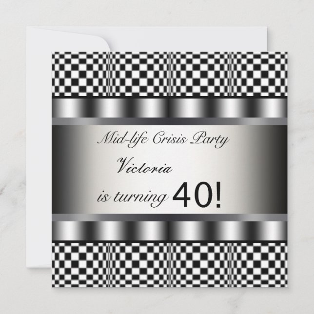Invitación de cumpleaños número 40 negra (Anverso)