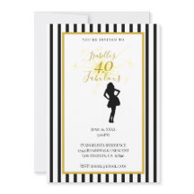 Invitación de cumpleaños número 40 negro y dorado