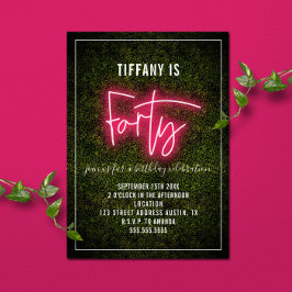 Invitación de cumpleaños número 40 Neon Forty