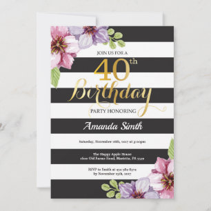 Invitación de cumpleaños número 40 para mujeres. F
