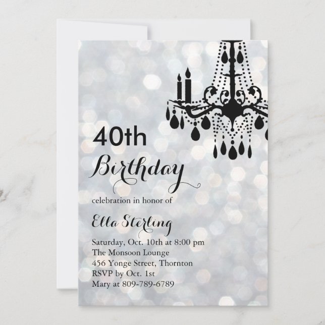 Invitación de cumpleaños número 40 para Salón de B (Anverso)