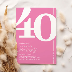 Invitación de cumpleaños número 40 Pretty Pink