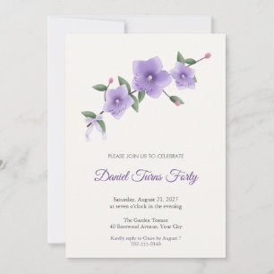 Invitación de cumpleaños número 40 Rama de Flor Pr