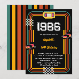 Invitación de cumpleaños número 40 Retro Cassette 
