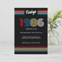 Invitación de cumpleaños número 40 retro de 1986 V