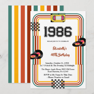 Invitación de cumpleaños número 40 retro vintage c