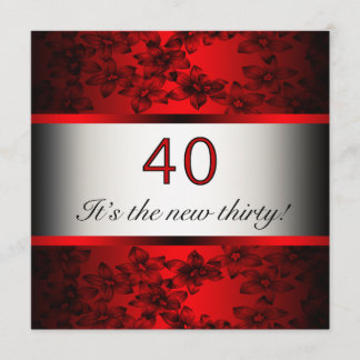 Invitación de cumpleaños número 40 roja