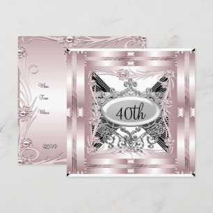 Invitación de cumpleaños número 40 rosa para cualq