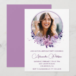 Invitación de cumpleaños número 41 Chic Photo Flor