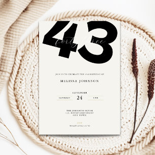 Invitación de cumpleaños número 43 minimalista - T