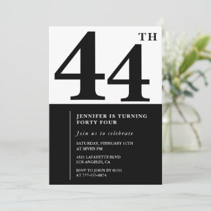 Invitación de cumpleaños número 44 elegante mujer 