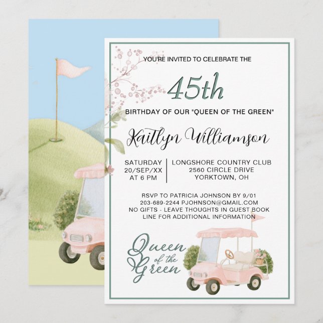 Invitación de cumpleaños número 45 con tema de gol (Anverso / Reverso)