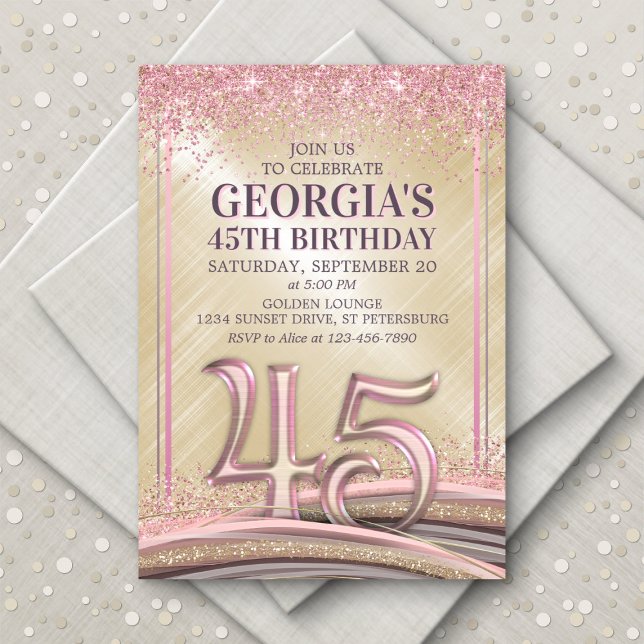 Invitación de cumpleaños número 45 de Womens Glam (Subido por el creador)