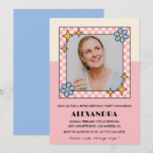 invitación de cumpleaños número 45 Flores rosadas 