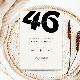 Invitación de cumpleaños número 46 minimalista - T