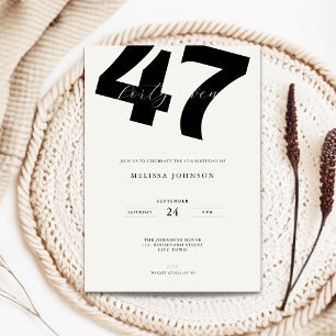Invitación de cumpleaños número 47 minimalista - T