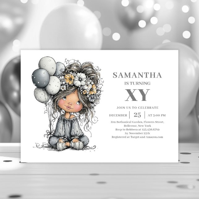 Invitación de cumpleaños número 4 con humor para n (Humor Toddler Girl Black Gold 4th Birthday Invitation

)