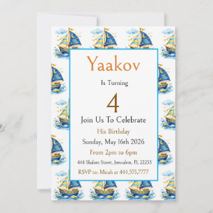 Invitación de cumpleaños número 4 de barco de vela