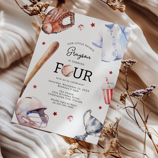 Invitación de cumpleaños número 4 de béisbol para  (Subido por el creador)