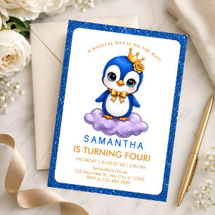 Invitación de cumpleaños número 4 de Flamenco Azul