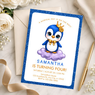 Invitación de cumpleaños número 4 de Flamenco Azul