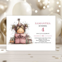 Invitación de cumpleaños número 4 de Funny Girl Im