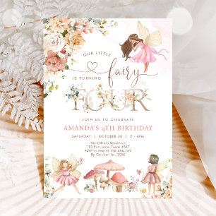 Invitación de cumpleaños número 4 de hada de flor
