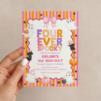 Invitación de cumpleaños número 4 de Halloween ros