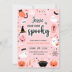Invitación de cumpleaños número 4 de Halloween ros