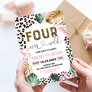 Invitación de cumpleaños número 4 de Leopardo Salv
